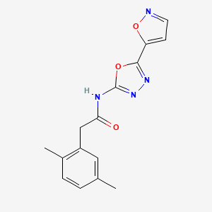 molecular formula C15H14N4O3 B2511438 2-(2,5-dimethylphenyl)-N-(5-(isoxazol-5-yl)-1,3,4-oxadiazol-2-yl)acetamide CAS No. 946362-87-4