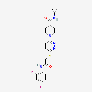 molecular formula C21H23F2N5O2S B2511473 N-cyclopropyl-1-(6-((2-((2,4-difluorophenyl)amino)-2-oxoethyl)thio)pyridazin-3-yl)piperidine-4-carboxamide CAS No. 1242861-89-7