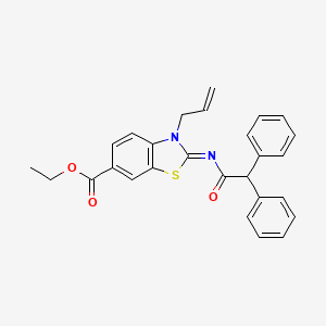 molecular formula C27H24N2O3S B2511488 ethyl (2Z)-2-[(2,2-diphenylacetyl)imino]-3-(prop-2-en-1-yl)-2,3-dihydro-1,3-benzothiazole-6-carboxylate CAS No. 865174-75-0