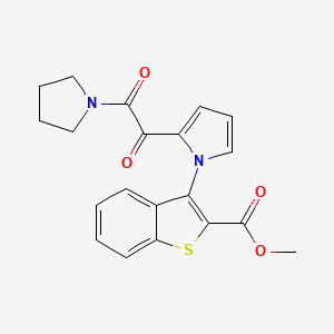 molecular formula C20H18N2O4S B2511537 methyl 3-{2-[2-oxo-2-(1-pyrrolidinyl)acetyl]-1H-pyrrol-1-yl}-1-benzothiophene-2-carboxylate CAS No. 477863-37-9