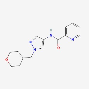 molecular formula C15H18N4O2 B2511559 N-{1-[(oxan-4-yl)methyl]-1H-pyrazol-4-yl}pyridine-2-carboxamide CAS No. 1705350-96-4