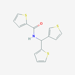 molecular formula C14H11NOS3 B2511560 N-(thiophen-2-yl(thiophen-3-yl)methyl)thiophene-2-carboxamide CAS No. 2034223-03-3