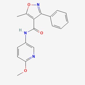 molecular formula C17H15N3O3 B2511591 N-(6-methoxypyridin-3-yl)-5-methyl-3-phenyl-1,2-oxazole-4-carboxamide CAS No. 1026503-84-3
