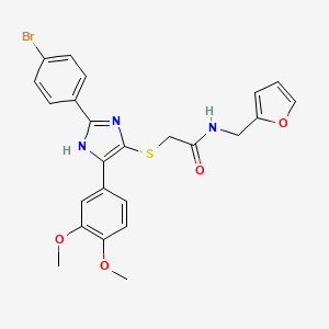 molecular formula C24H22BrN3O4S B2511603 2-{[2-(4-bromophenyl)-5-(3,4-dimethoxyphenyl)-1H-imidazol-4-yl]sulfanyl}-N-[(furan-2-yl)methyl]acetamide CAS No. 901257-63-4