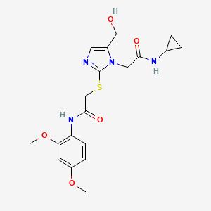 molecular formula C19H24N4O5S B2511608 N-cyclopropyl-2-(2-((2-((2,4-dimethoxyphenyl)amino)-2-oxoethyl)thio)-5-(hydroxymethyl)-1H-imidazol-1-yl)acetamide CAS No. 921567-64-8