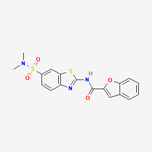 molecular formula C18H15N3O4S2 B2511633 N-[6-(dimethylsulfamoyl)-1,3-benzothiazol-2-yl]-1-benzofuran-2-carboxamide CAS No. 923123-50-6