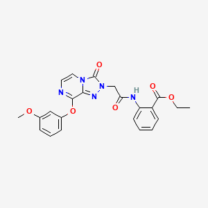molecular formula C23H21N5O6 B2511639 ethyl 2-{2-[8-(3-methoxyphenoxy)-3-oxo-2H,3H-[1,2,4]triazolo[4,3-a]pyrazin-2-yl]acetamido}benzoate CAS No. 1251678-31-5