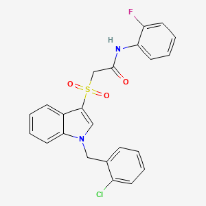 B2511653 2-[1-[(2-chlorophenyl)methyl]indol-3-yl]sulfonyl-N-(2-fluorophenyl)acetamide CAS No. 686749-02-0