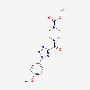 molecular formula C16H20N6O4 B2511677 ethyl 4-(2-(4-methoxyphenyl)-2H-tetrazole-5-carbonyl)piperazine-1-carboxylate CAS No. 1396877-80-7