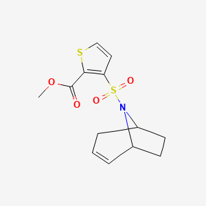 molecular formula C13H15NO4S2 B2511704 methyl 3-{8-azabicyclo[3.2.1]oct-2-ene-8-sulfonyl}thiophene-2-carboxylate CAS No. 1705719-05-6