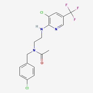 molecular formula C17H16Cl2F3N3O B2511763 N-(2-{[3-chloro-5-(trifluoromethyl)pyridin-2-yl]amino}ethyl)-N-[(4-chlorophenyl)methyl]acetamide CAS No. 338406-50-1