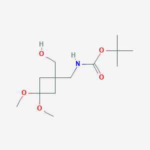molecular formula C13H25NO5 B2511779 Tert-butyl N-[[1-(hydroxymethyl)-3,3-dimethoxycyclobutyl]methyl]carbamate CAS No. 2305255-01-8