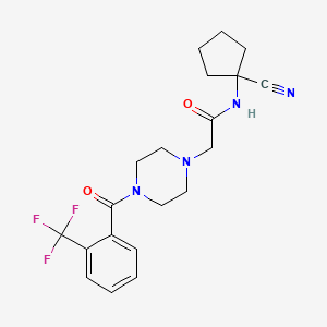 molecular formula C20H23F3N4O2 B2511843 N-(1-cyanocyclopentyl)-2-[4-[2-(trifluoromethyl)benzoyl]piperazin-1-yl]acetamide CAS No. 1147707-31-0