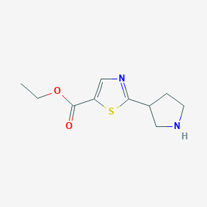 molecular formula C10H14N2O2S B2511870 Ethyl 2-pyrrolidin-3-yl-1,3-thiazole-5-carboxylate CAS No. 1402672-57-4
