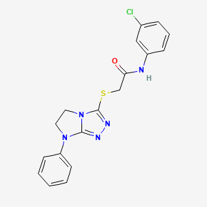 molecular formula C18H16ClN5OS B2511875 N-(3-chlorophenyl)-2-({7-phenyl-5H,6H,7H-imidazo[2,1-c][1,2,4]triazol-3-yl}sulfanyl)acetamide CAS No. 923179-86-6