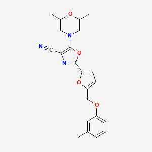 5-(2,6-Dimethylmorpholino)-2-(5-((m-tolyloxy)methyl)furan-2-yl)oxazole-4-carbonitrile
