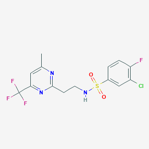 3-chloro-4-fluoro-N-(2-(4-methyl-6-(trifluoromethyl)pyrimidin-2-yl)ethyl)benzenesulfonamide