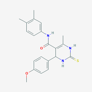 molecular formula C21H23N3O2S B2511893 N-(3,4-dimethylphenyl)-4-(4-methoxyphenyl)-6-methyl-2-sulfanylidene-1,2,3,4-tetrahydropyrimidine-5-carboxamide CAS No. 941948-10-3