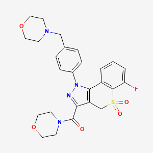 [6-Fluoro-1-[4-(morpholin-4-ylmethyl)phenyl]-5,5-dioxo-4H-thiochromeno[4,3-c]pyrazol-3-yl]-morpholin-4-ylmethanone