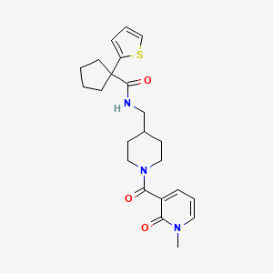 N-((1-(1-methyl-2-oxo-1,2-dihydropyridine-3-carbonyl)piperidin-4-yl)methyl)-1-(thiophen-2-yl)cyclopentanecarboxamide