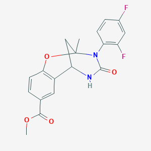 molecular formula C19H16F2N2O4 B2511918 methyl 10-(2,4-difluorophenyl)-9-methyl-11-oxo-8-oxa-10,12-diazatricyclo[7.3.1.0^{2,7}]trideca-2,4,6-triene-4-carboxylate CAS No. 899962-66-4