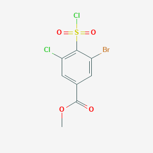 molecular formula C8H5BrCl2O4S B2511926 Methyl 3-bromo-5-chloro-4-(chlorosulfonyl)benzoate CAS No. 2138516-25-1