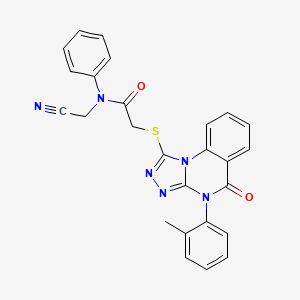 molecular formula C26H20N6O2S B2511933 N-(cyanomethyl)-2-[[4-(2-methylphenyl)-5-oxo-[1,2,4]triazolo[4,3-a]quinazolin-1-yl]sulfanyl]-N-phenylacetamide CAS No. 1038182-18-1