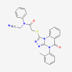 N-(cyanomethyl)-2-[[4-(2-methylphenyl)-5-oxo-[1,2,4]triazolo[4,3-a]quinazolin-1-yl]sulfanyl]-N-phenylacetamide