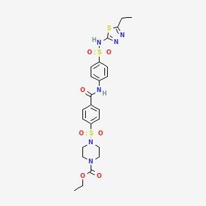 molecular formula C24H28N6O7S3 B2511950 ethyl 4-((4-((4-(N-(5-ethyl-1,3,4-thiadiazol-2-yl)sulfamoyl)phenyl)carbamoyl)phenyl)sulfonyl)piperazine-1-carboxylate CAS No. 899351-45-2