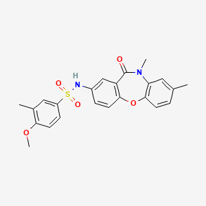 molecular formula C23H22N2O5S B2511951 N-(8,10-dimethyl-11-oxo-10,11-dihydrodibenzo[b,f][1,4]oxazepin-2-yl)-4-methoxy-3-methylbenzenesulfonamide CAS No. 921899-01-6