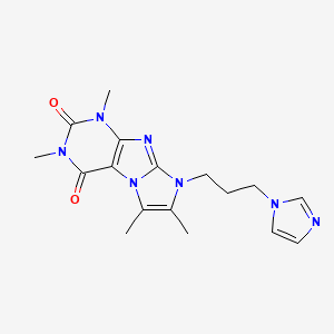 molecular formula C17H21N7O2 B2511956 6-(3-Imidazol-1-ylpropyl)-2,4,7,8-tetramethylpurino[7,8-a]imidazole-1,3-dione CAS No. 876902-65-7
