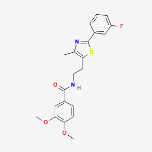 molecular formula C21H21FN2O3S B2511958 N-{2-[2-(3-fluorophenyl)-4-methyl-1,3-thiazol-5-yl]ethyl}-3,4-dimethoxybenzamide CAS No. 946328-20-7