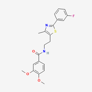 molecular formula C21H21FN2O3S B2511958 N-[2-[2-(3-fluorophenyl)-4-methyl-1,3-thiazol-5-yl]ethyl]-3,4-dimethoxybenzamide CAS No. 946328-20-7