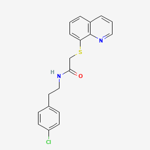 molecular formula C19H17ClN2OS B2511963 N-[2-(4-chlorophenyl)ethyl]-2-(quinolin-8-ylsulfanyl)acetamide CAS No. 436841-38-2