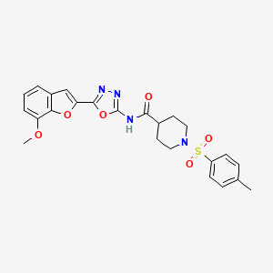 N-(5-(7-methoxybenzofuran-2-yl)-1,3,4-oxadiazol-2-yl)-1-tosylpiperidine-4-carboxamide