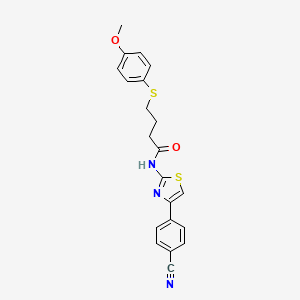 molecular formula C21H19N3O2S2 B2511976 N-(4-(4-cyanophenyl)thiazol-2-yl)-4-((4-methoxyphenyl)thio)butanamide CAS No. 922998-57-0