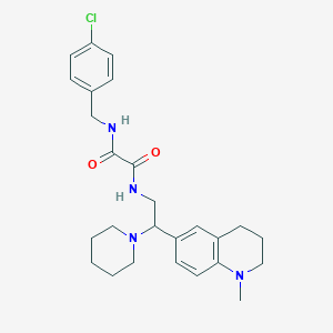 molecular formula C26H33ClN4O2 B2511984 N'-[(4-chlorophenyl)methyl]-N-[2-(1-methyl-1,2,3,4-tetrahydroquinolin-6-yl)-2-(piperidin-1-yl)ethyl]ethanediamide CAS No. 922096-25-1