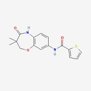 molecular formula C16H16N2O3S B2511988 N-(3,3-dimethyl-4-oxo-2,3,4,5-tetrahydro-1,5-benzoxazepin-8-yl)thiophene-2-carboxamide CAS No. 921584-10-3