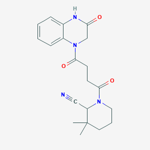 molecular formula C20H24N4O3 B2512014 3,3-Dimethyl-1-[4-oxo-4-(3-oxo-2,4-dihydroquinoxalin-1-yl)butanoyl]piperidine-2-carbonitrile CAS No. 2186216-23-7