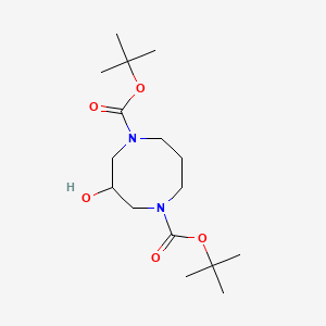 molecular formula C16H30N2O5 B2512036 1,5-(Di-Boc)-3-hydroxy-1,5-diazocane CAS No. 862703-09-1