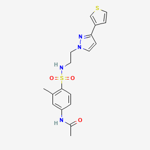 N-(3-methyl-4-(N-(2-(3-(thiophen-3-yl)-1H-pyrazol-1-yl)ethyl)sulfamoyl)phenyl)acetamide