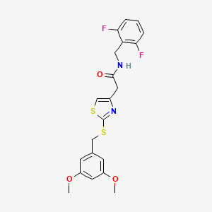 molecular formula C21H20F2N2O3S2 B2512055 N-(2,6-difluorobenzyl)-2-(2-((3,5-dimethoxybenzyl)thio)thiazol-4-yl)acetamide CAS No. 942001-82-3