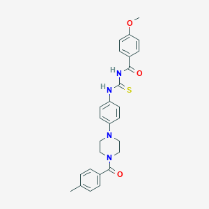 molecular formula C27H28N4O3S B251206 N-(4-methoxybenzoyl)-N'-{4-[4-(4-methylbenzoyl)-1-piperazinyl]phenyl}thiourea 