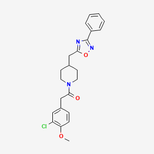 1-[(3-Chloro-4-methoxyphenyl)acetyl]-4-[(3-phenyl-1,2,4-oxadiazol-5-yl)methyl]piperidine