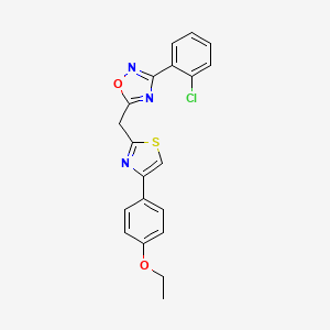 molecular formula C20H16ClN3O2S B2512073 3-(2-chlorophenyl)-5-{[4-(4-ethoxyphenyl)-1,3-thiazol-2-yl]methyl}-1,2,4-oxadiazole CAS No. 1113114-22-9