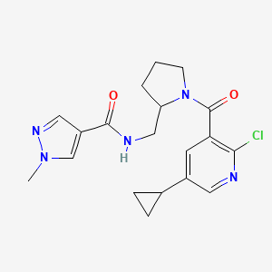 N-[[1-(2-Chloro-5-cyclopropylpyridine-3-carbonyl)pyrrolidin-2-yl]methyl]-1-methylpyrazole-4-carboxamide