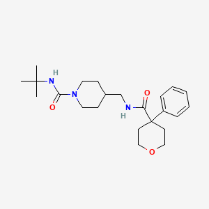 molecular formula C23H35N3O3 B2512143 N-tert-butyl-4-{[(4-phenyloxan-4-yl)formamido]methyl}piperidine-1-carboxamide CAS No. 1235062-43-7