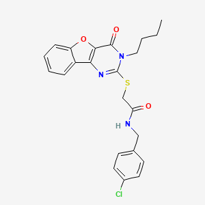 molecular formula C23H22ClN3O3S B2512160 2-[(3-butyl-4-oxo-3,4-dihydro[1]benzofuro[3,2-d]pyrimidin-2-yl)sulfanyl]-N-(4-chlorobenzyl)acetamide CAS No. 899941-32-3