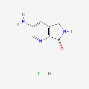 molecular formula C7H8ClN3O B2512166 3-amino-5H,6H,7H-pyrrolo[3,4-b]pyridin-7-one hydrochloride CAS No. 2137936-74-2