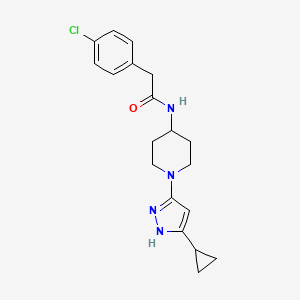 2-(4-chlorophenyl)-N-(1-(5-cyclopropyl-1H-pyrazol-3-yl)piperidin-4-yl)acetamide